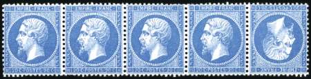 Stamp of France 1862 20c Empire dentelé en TETE-BECHE dans une ban