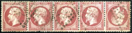 Stamp of France 1862 80c Empire dentelé en TETE-BECHE dans une ban