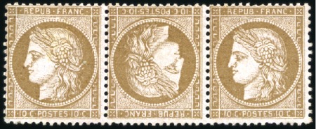 Stamp of France 1871-75 Cérès 10c brun sur rose en paire TETE-BECH
