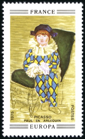 Stamp of France 1975 Paul en Arlequin de Picasso sans la couleur m