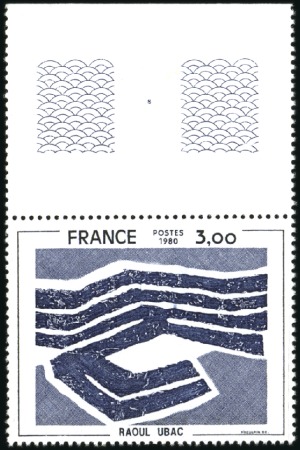 Stamp of France 1980 3F Ubac, variété COULEUR BEIGE OMISE, neuf, T