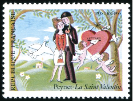 Stamp of France 1985 La Saint Valentin de Peynet, variété SANS LA 