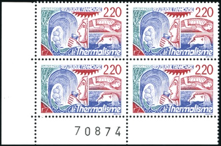 Stamp of France 1988 Thermalisme, variété faciale en ROUGE AU LIEU