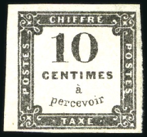 Stamp of France 1859 10c Noir Litho avec petit bdf, neuf sans gomm