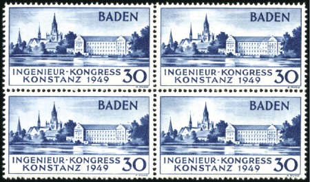 Stamp of Colonies françaises » Bade 1949 Congrès des ingénieurs, 2ème tirage en bloc d