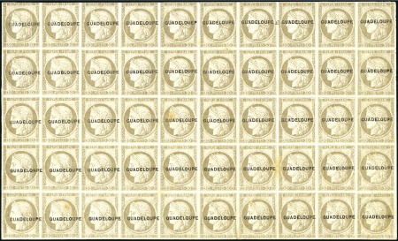 Stamp of Colonies françaises » Guadeloupe 1891 Cérès 30c brun surch. GUADELOUPE en panneau d
