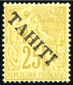 Stamp of Colonies françaises » Tahiti 1893 25c jaune-bistre, neuf avec gomme, TB, signé 