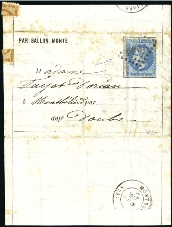 Stamp of France » Guerre de 1870-1871 Pli confié du GARIBALDI avec variété 20c Lauré "à 