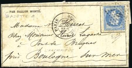 Stamp of France » Guerre de 1870-1871 Gazette n°9 de Paris 19.11.70 pour Boulogne sur Me