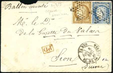 Stamp of France » Guerre de 1870-1871 La Gazette du Valais acheminé par le Denis Papin, 
