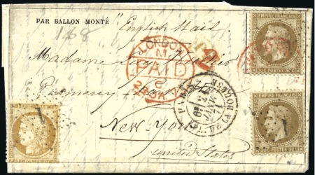 Stamp of France » Guerre de 1870-1871 Ballon monté par le Général Daumesnil pour New-Yor