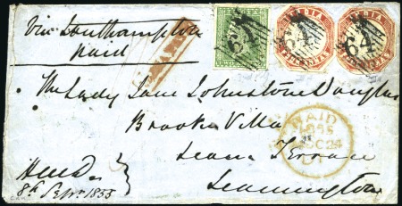 Stamp of India 1855 Envelope from Sholapor to England with 1854 2