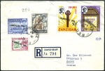 Stamp of Zanzibar 1947 & 1964 Registered covers to Sweden, first fra
