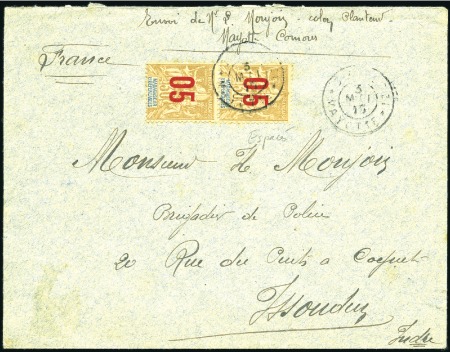 Stamp of Colonies françaises » Madagascar (Poste française) 1915 Lettre avec une paire de 05 sur 30c avec surc