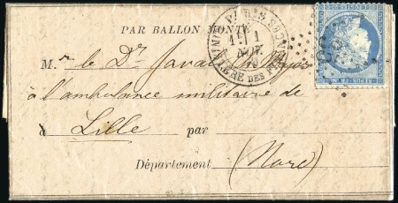 Stamp of France » Guerre de 1870-1871 Ballon-Poste n°1 avec 20c Siège de Paris 01.11.70 