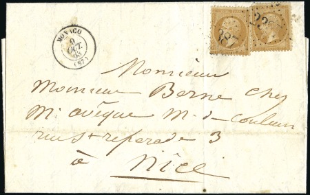 Stamp of Colonies françaises » Monaco 1863 Lettre de Monaco 09.10.63 pour Nice avec 10c 