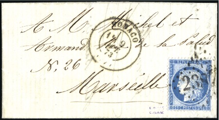 Stamp of Colonies françaises » Monaco 1873 Lettre pour Marseille avec Yv. 60 obl. GC2387
