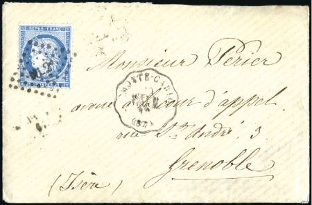 Stamp of Colonies françaises » Monaco 1873 Lettre pour Grenoble avec Yv. 60 obl. losange