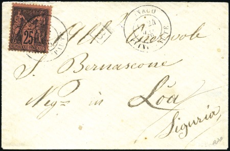 Stamp of Colonies françaises » Monaco 1879 Lettre avec 25c Sage noir sur rouge obl. càd 