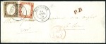 Stamp of Colonies françaises » Monaco 1858 Lettre avec Sardaigne 10c+ 40c, filets intact