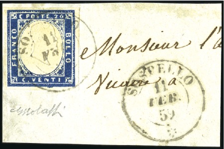 Stamp of Colonies françaises » Monaco Càd sarde Sospello 11.02.59 sur 20c bleu sur fragm