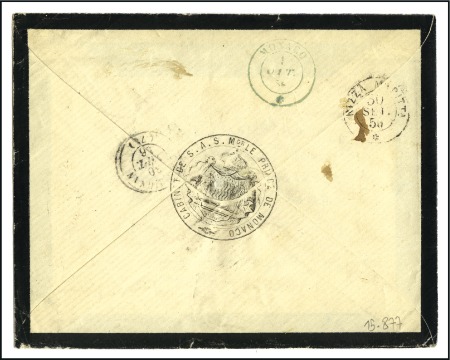 Stamp of Colonies françaises » Monaco 1856 Très rare cachet orné "Cabinet SAS Mgr LE PRI