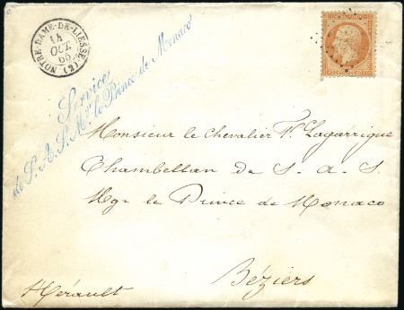 Stamp of Colonies françaises » Monaco 40c Empire dentelé obl. GC2687 + Marque de franchi