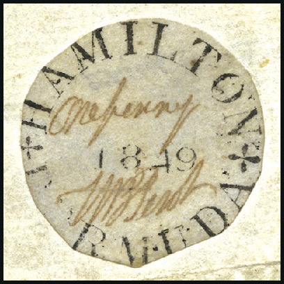 Stamp of Bermuda 1849 Postmasters' stamps: Perot's first issue, One