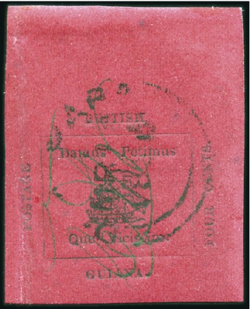 Stamp of British Guiana 1856 Provisional 4 cents black on magenta, securit