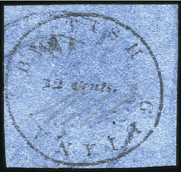 Stamp of British Guiana 1850 Cottonreel 12 cents black on blue, Townsend t
