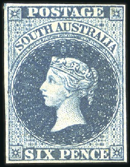 Stamp of Australia » South Australia 1855 London printing 6d deep blue, very fresh unus