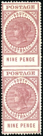 Stamp of Australia » South Australia 1906-12 Wmk Crown A 9d brown-lake in vertical pair