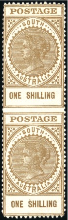 Stamp of Australia » South Australia 1904-11 Thick POSTAGE 1s brown in vertical pair sh