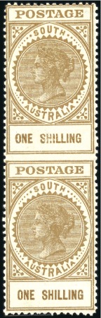 Stamp of Australia » South Australia 1904-11 Thick POSTAGE 1s brown in vertical pair sh