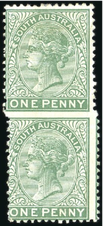 Stamp of Australia » South Australia 1895 De La Rue perf.13 1d green vertical pair with