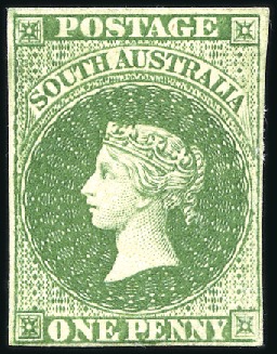 Stamp of Australia » South Australia 1855 London printing 1d dark green, fine mint, par
