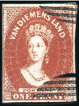 Stamp of Australia » Tasmania 1855 Chalon 1d carmine Rowland Hill presentation e