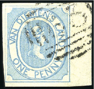 Stamp of Australia » Tasmania 1853-54 Courier 1d pale blue, with sheet margin at