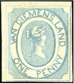 Stamp of Australia » Tasmania 1853-54 Courier 1d blue mint with good to large ma