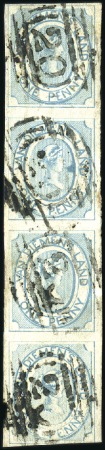 Stamp of Australia » Tasmania 1853-54 Courier 1d blue, early impression, complet