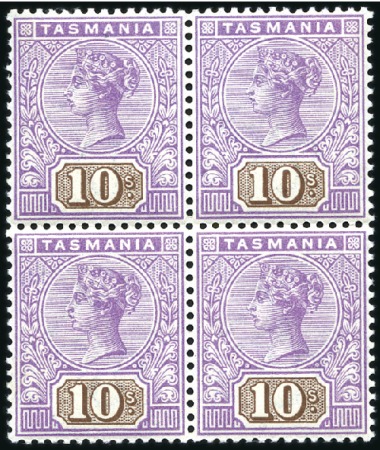 Stamp of Australia » Tasmania 1892-99 10s Mauve and brown, very fresh mint block
