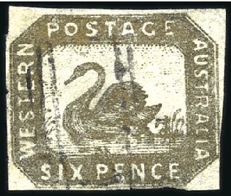 Stamp of Australia » Western Australia 1857-59 Swan 6d golden bronze, just touched at low