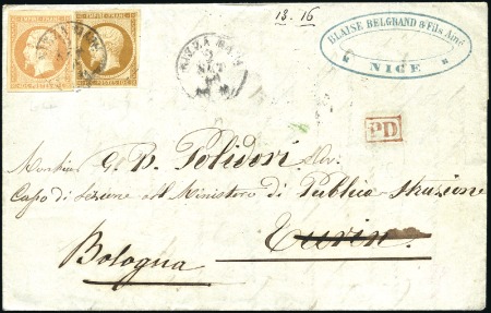 Stamp of France 1860 Càd sarde Nizza Mare sur 40c +10c Empire ND (