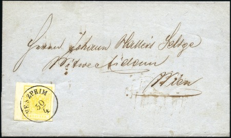 Stamp of Hungary 1Kr Maschinenpapier zitronengelb, linkes Randstück