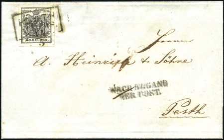 Stamp of Hungary 2Kr schwarz Maschinpapier auf Faltbriefhülle (Orts