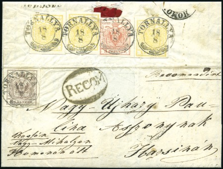 Stamp of Hungary 6Kr vorderseitig + 3Kr rosa + 1Kr gelb (3), alle M