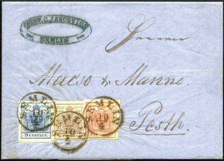 Stamp of Hungary 9Kr +6Kr +3Kr auf zweifachschwerem Faltbrief der 3