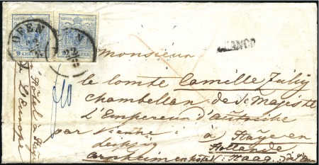 Stamp of Hungary POST NACH DEN NIEDERLANDEN
9Kr blau (2) auf Kuver