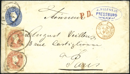 Stamp of Hungary POST NACH FRANKREICH
15Kr blau, kleinformatiger G