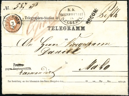 Stamp of Hungary TELEGRAMM
10Kr braun (2, vorder- und rückseitig) 